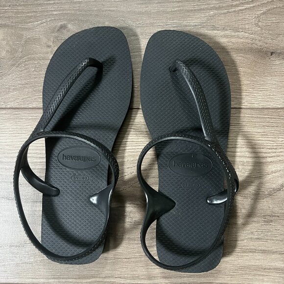 Havaianas Women's Slim Flip Flop Sandals in Black Size 39-40 - Picture 1 of 4